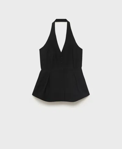 Mango Women's Halter-neck Peplum Vest In Black