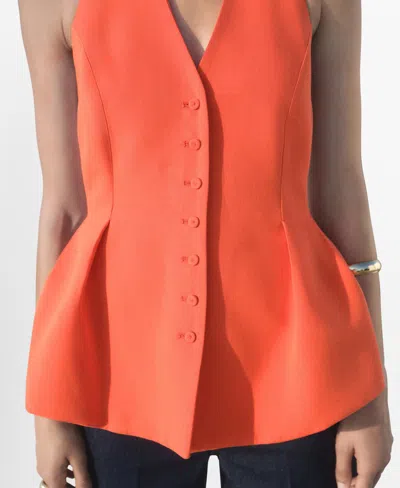 Mango Women's Halter-neck Peplum Vest In Red