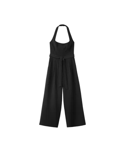 Mango Women's Halter-neck Belt Jumpsuit In Black
