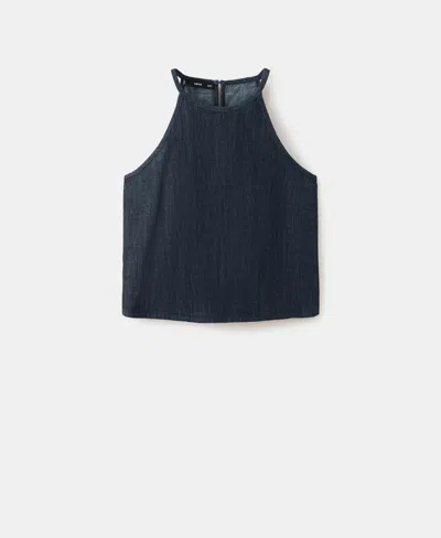 Mango Women's Halter-neck Denim Top In Blue
