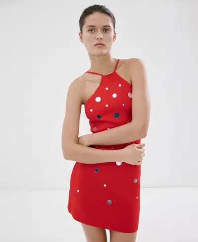 Mango Women's Halter-neck Knitted Dress In Red
