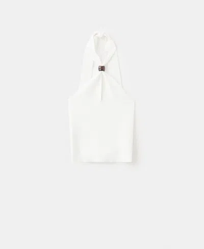 Mango Women's Halter-neck Knitted Top In White