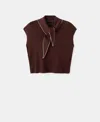 Mango Bert Tie Neck Top In Brown