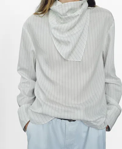 Mango Women's Handkerchief Detail Striped Blouse In Gray