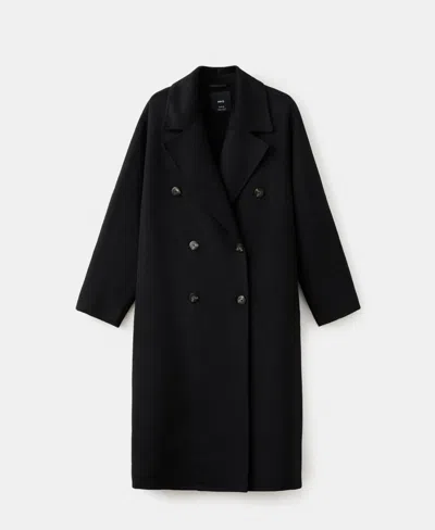 Mango Handmade Oversized Wool Coat In Black