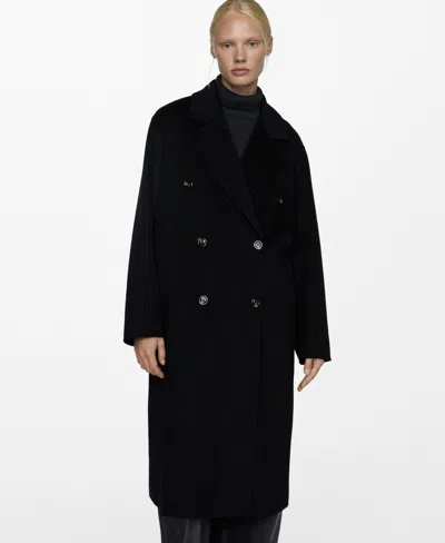 Mango Women's Handmade Oversized Wool Coat In Black