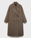 Mango Picarol Double Breasted Wool Blend Coat In Brown
