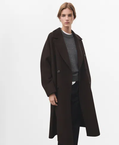 Mango Women's Handmade Oversized Wool Coat In Brown
