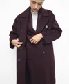 Mango Handmade Oversized Wool Coat Wine In Burgundy