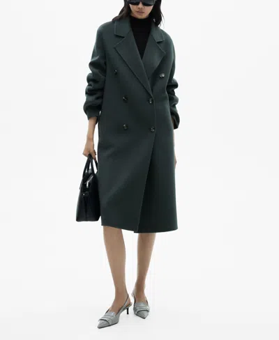 Mango Women's Handmade Oversized Wool Coat In Petrol Blue