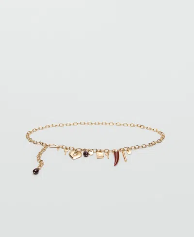Mango Women's Hanging Pieces Metal Belt In Gold