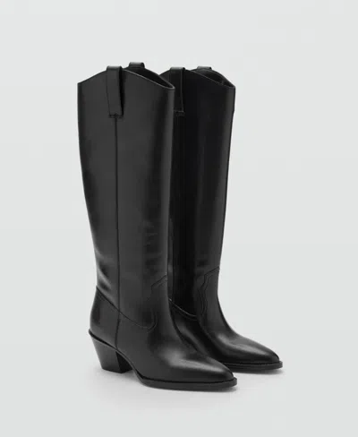 MANGO WOMEN'S HEEL LEATHER BOOTS