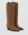 Mango Women's Heel Leather Boots In Brown