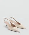 Mango Pointed Kitten Heel Shoes In Ecru