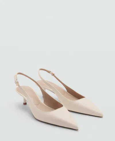 Mango Women's Heel Leather Shoes In Ecru