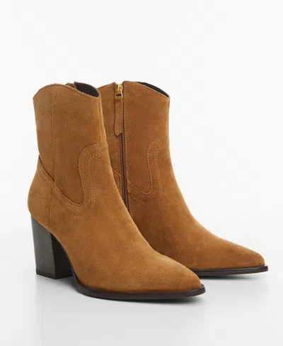 Mango Women's Heel Suede Ankle Boot In Brown