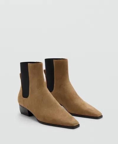 MANGO WOMEN'S HEEL SUEDE ANKLE BOOTS