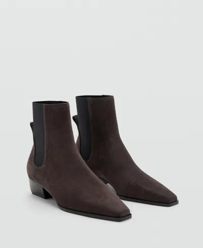 Mango Women's Heel Suede Ankle Boots In Brown