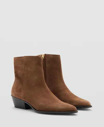 Mango Suede Bootie In Brown