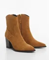 Shop Mango Women's Heel Suede Ankle Boots In Brown