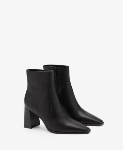 Mango Women's Heeled Leather Ankle Boots In Black