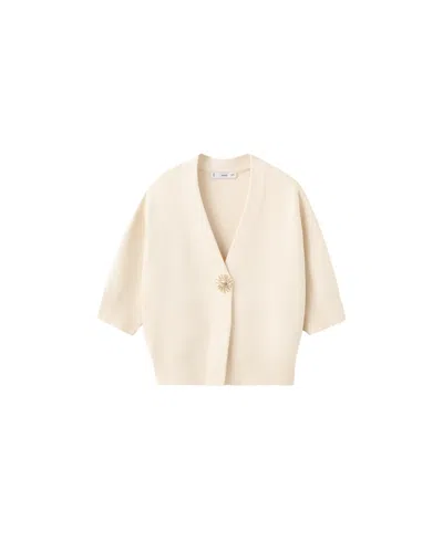 Mango Women's Helia V-neck Short-sleeve Viscose-blend Cardigan In Ecru