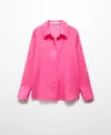 Mango Ramie Button-up Shirt In Pink