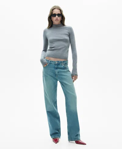 Mango Women's High Collar Sweater In Medium Heather Gray