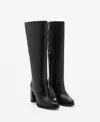 MANGO WOMEN'S HIGH HEEL LEATHER BOOTS