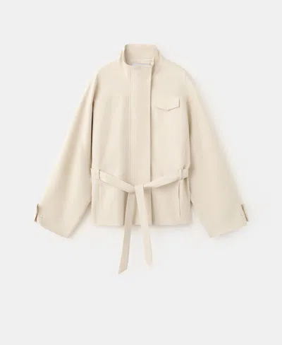 Mango Women's High Neck Belted Jacket In Neutral