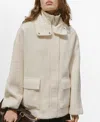 Mango High Neck Textured Utility Jacket In Neutral