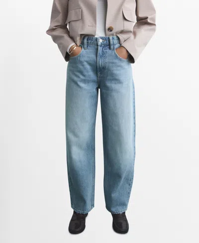 Mango Women's High-rise Balloon Jeans In Blue