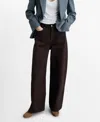 Mango High Waist Barrel Jeans In Chocolate