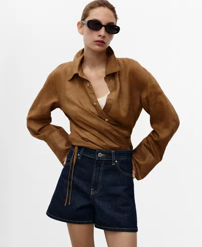 Mango Women's High-rise Denim Shorts In Blue