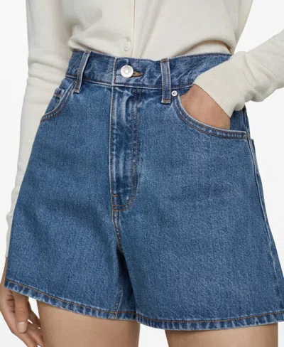 Mango Women's High-rise Denim Shorts In Medium Blue