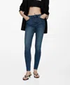 Mango High Waist Skinny Jeans In Dark Blue