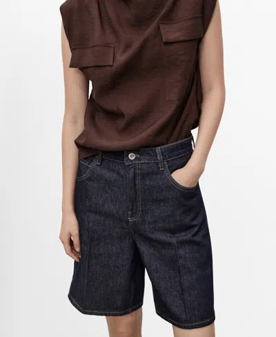 Mango Women's High-rise Straight Bermuda Shorts In Blue