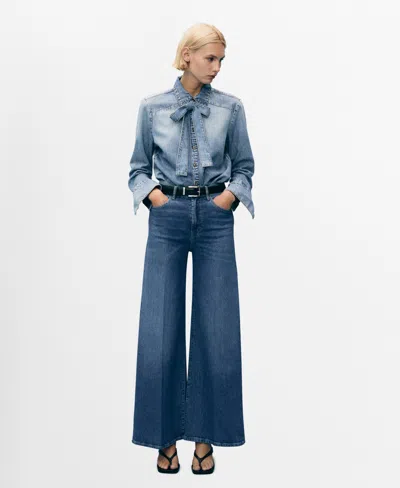 Mango Women's High-rise Wide Leg Jeans In Medium Blue