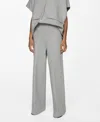 Mango High Waist Wide Leg Pants In Medium Heather Gray