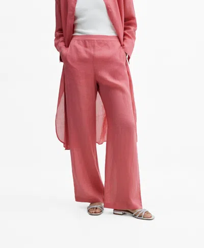 Mango High-rise Wideleg Trousers Bubblegum Pink