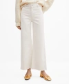 Mango High Waist Raw Hem Culotte Jeans In Off White