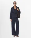 Mango Denim Crop Trench Jacket In Open Blue