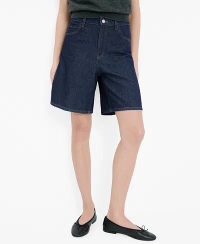 Mango Women's High-waist Straight-fit Denim Shorts In Blue