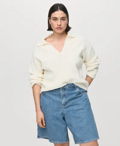 Mango Women's High-waist Straight-fit Denim Shorts In Blue