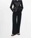 Mango Women's Mid-rise Straight Jeans In Black Denim