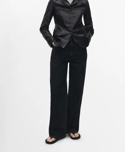 Mango Women's High Waist Straight Jeans In Black Denim