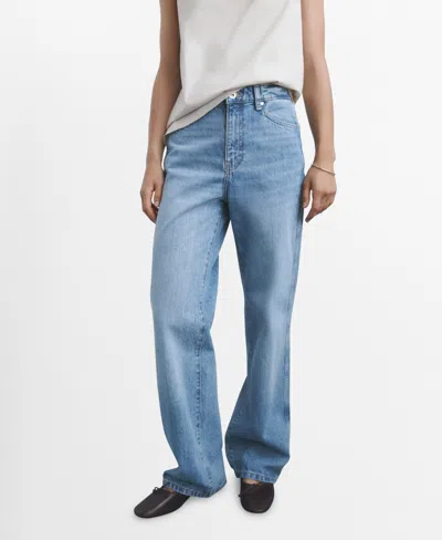 Mango Women's High Waist Straight Jeans In Blue