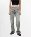 Mango High Waist Straight Leg Jeans In Gray