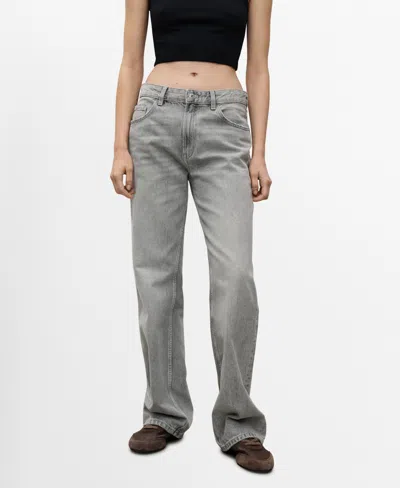 Mango Women's High Waist Straight Jeans In Denim Gray