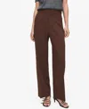 Mango High Waist Straight Leg Pants In Brown